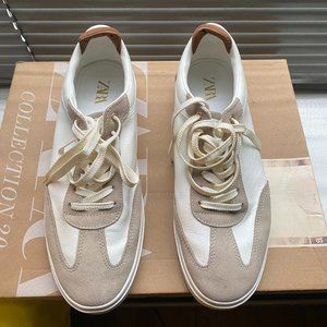 White and Tan Sneakers